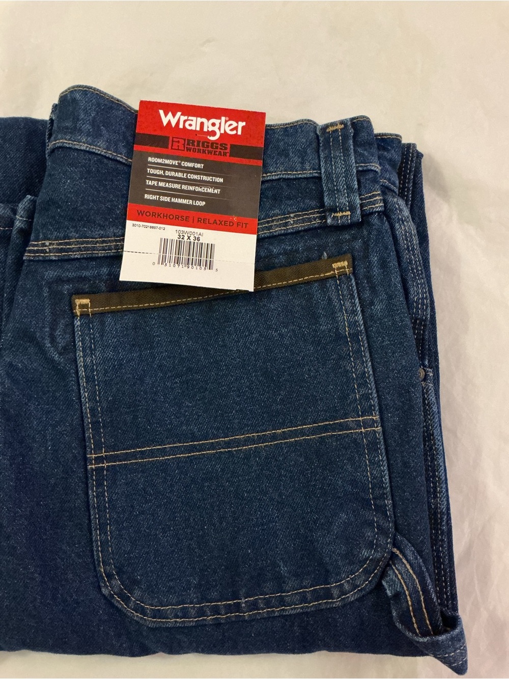 NWT Wrangler Riggs Workwear Workhorse relaxed fit  blue jeans men’s Size: 32x36
